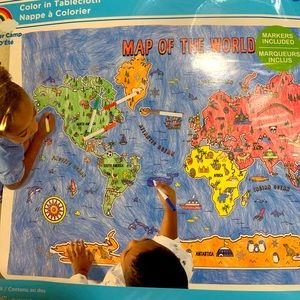 World Map Color in Tablecloth 50”x33”